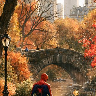 a painting of a spider man walking in the rain Marvel Halloween Iphone Spiderman, sienna
