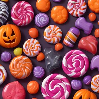 many different candies are arranged in the shape of pumpkins Halloween Candy For Walls Halloween Candy Background Images, Halloween Candy Backgrounds, Holiday, brown