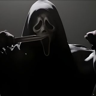 a person in a hooded costume holding a knife to their face with both hands and wearing a mask Halloween Laptop Scream Ghostface Keyboard, Ghostface Horizontal, Scream Ipad, Ghost Face Ipad, black