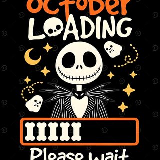 a black background with an image of a skeleton and the words october loading Cute Halloween Iphone Count Down Cute Halloween Pictures, Nightmare Before Christmas, Halloween Eve, black