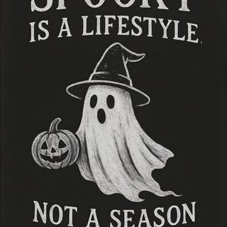 a black and white drawing of a ghost wearing a witches hat with the words spooky is a lifestyle not a season Halloween Is A Lifestyle Not A Holiday Halloween Tshirt Diy, Halloween Iphone Backgrounds, Old Book Crafts, black