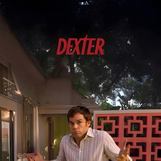 a man standing in front of a house with his hands out and the words dexter above him Dexter Halloween All Movies, Dexter, Dexter Morgan, black