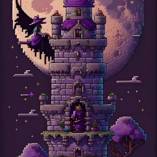an old pixel art style castle with bats flying in the sky and moon behind it Halloween Pixel Art Mystic, Pixel Art Background, Terraria, Halloween Gif, 2160x3840, Gothic, dark slate gray