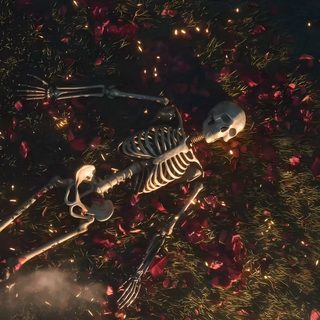 there is a skeleton in the grass with flowers Halloween Iphone Skeletons Skeleton Hd, Hd Skeleton, Skeleton Background Aesthetic, dark slate gray
