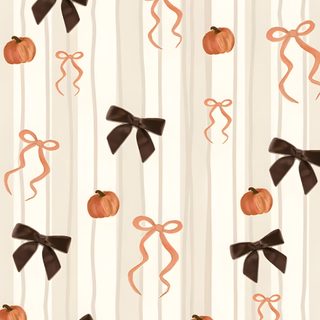 an orange and black bow tie with pumpkins on white striped background, seamless Preppy Bow Halloween Summer Prints, Autumn Phone, October, Iphone Preppy, antique white