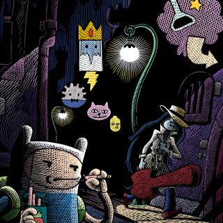 a cartoon character holding a cell phone in front of a dark room with other characters Halloween Adventure Time Vintage Animation Aesthetic, Backgrounds Adventure Time, Iphone Iphone Adventure Time, black
