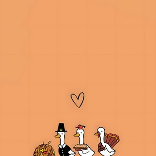 three ducks are standing in front of an orange background with a heart shaped balloon above them Halloween Thanksgiving Cute Thanksgiving Aesthetic, New Years Duck, Cute Thanksgiving, sandy brown