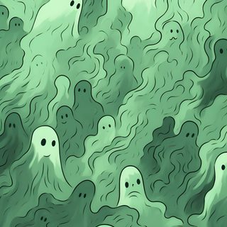 an abstract painting with green and black swirls on the bottom, while two white ghost faces appear to be floating in the air Halloween Green Bd Pop Art, Halloween Iphone Backgrounds, Halloween Backgrounds,