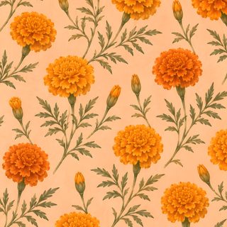 an orange and yellow flower pattern on a beige background Halloween Marigold Marigold Mood Board, Marigold, Mexican, Marigolds, Marigold Aesthetic, Mexico, burlywood