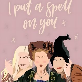 three women are standing together with the words put a spell on you Hocus Pocus Halloween Iphone Preppy, Halloween Iphone Backgrounds, Halloween Backgrounds, Halloween Cute, tan