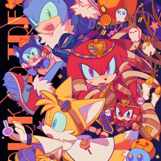 an image of some cartoon characters in the style of sonic and tails on a black background Sonic The Hedgehog Halloween Sonic Comic Art Style, Metal Sonic Comic Art, Sonic Autumn, indian red