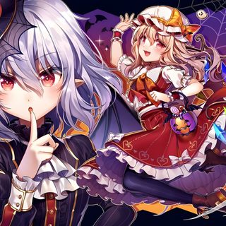 Touhou Halloween Wallpaper, All Touhou Characters, Touhou Princess, Flandre And Remilia, Remilia Scarlet Official Art, Remilia Scarlet And Flandre, Touhou Vampire, Touhou Discord Banner, Remilia And Flandre Touhou Halloween Touhou Halloween, All Touhou Characters, Touhou Princess, Flandre And Remilia, dim gray