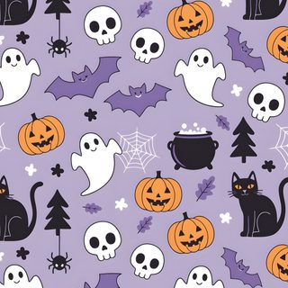 halloween seamless background with pumpkins, bats and skulls Halloween Pattern Halloween Stickers, Purple Halloween, Cute Cute Purple Halloween, Diy Candy Wrappers, silver