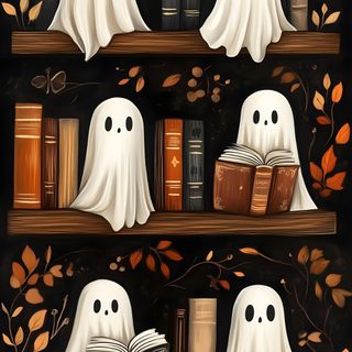 two bookshelves with ghost faces on them Halloween Library Image Halloween, Halloween Iphone Backgrounds, Halloween Backgrounds, Diy Gem, black