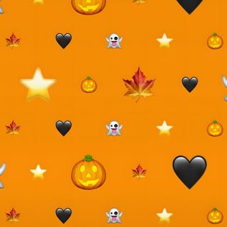 halloween wallpaper with pumpkins, ghost and stars on an orange background that is seamless Halloween Emoji Fall Halloween Emojis, Halloween Emoji, Preppy Halloween Laptop Aesthetic, dark orange