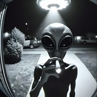 an alien is seen through a magnifying glass Alien Halloween Lock In Alien Pfp, Locked In Alien Pfp, Alien Aesthetic Pfp, Ufo Pfp, dark slate gray