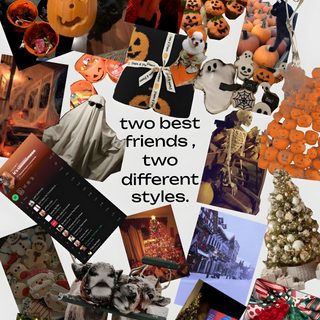 a collage of halloween images with the words two best friends, two different styles Best Friend Halloween sienna