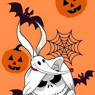 a cartoon character sitting on the ground in front of pumpkins with bats flying around Cute Halloween Nightmare Before Christmas Cute Halloween Nightmare Before Christmas, Halloween Iphone Nightmare Before Christmas, Fall Nightmare Before Christmas, coral