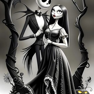 a couple dressed up as jack and sally from the nightmare before they were married in halloween Halloween Jack And Sally Jack Skellington And Sally, Jack Sally, Jack And Sally, dark slate gray