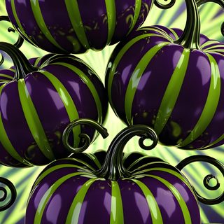 some purple and green striped pumpkins are stacked on top of each other Purple And Green Halloween black