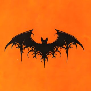 an orange background with a black bat on the front and bottom part of it's wings Vintage Halloween Orange Halloween Bat Design, Black Bat On Orange Background, Halloween Party Decoration Ideas,
