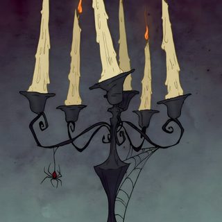 a drawing of a candelabra with five candles lit up in the dark Halloween Chandelier Gothic Candle Sketch, Halloween Illustration, Spooky Candle Drawing, dark slate gray