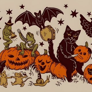 an image of halloween cats and bats Halloween 2023 Vintage Halloween Pfp, Halloween Widgets, Rattus Rattus, Vintage Halloween Art, tan