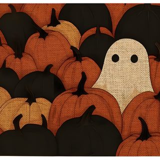 a group of halloween pumpkins with ghost faces in the middle and black ones behind them Halloween Horizontal Ipad Background, Computer, Halloween, Backgrounds Desktop, Laptop, saddle brown