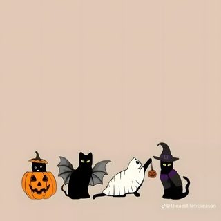 three black cats and one white cat are in front of a pumpkin with bats on it Halloween - Bats And Cats - Cream Thanksgiving Cat, Halloween, Phone Backgrounds, Apple Watch, Phone, silver