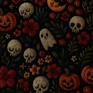 a black background with skulls, flowers and pumpkins Halloween Floral Aesthetic Simple Halloween Backgrounds, Iphone Spooky, Ipad Spooky, Spooky Fall Phone, black