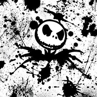 a black and white painting with splats on it Happy Halloween Jack Skellington The Nightmare Before Christmas, Halloween, Christmas Hd, white smoke