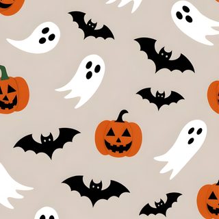 halloween pumpkins and ghost faces on a gray background with black bats, orange heads and green eyes Halloween Pumpkin Bat Ghost And Bat Pattern, Ghosts And Bats, Halloween Patterns, light gray