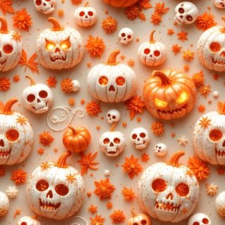 there are many skulls and pumpkins on the table Halloween Pumpkins Non Traditional For Phone Halloween, Halloween For Phones, Halloween Backgrounds For Phone, dark salmon