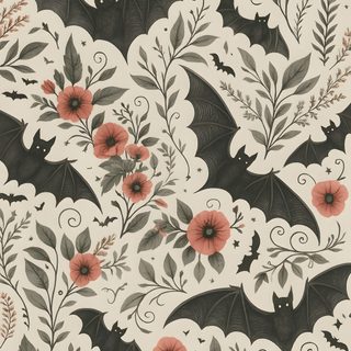 a bat and flowers wallpaper pattern on a white background with black leaves and red flowers Bats Halloween Cute Home Screen, Design Textile, Witchy, Halloween Iphone, Pretty Backgrounds, light gray