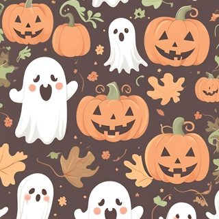halloween seamless background with pumpkins and ghost Halloween Custom By Tinydesigns Cute Backgrounds Halloween, Cute Halloween For Ipad, Halloween For Ipad, rosy brown