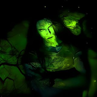 a man with green paint on his face and body in the dark, surrounded by trees Type O Negative And Pantera On Halloween Type O Negative October Rust Cover, Type O Negative Pc, Type O Negative, black
