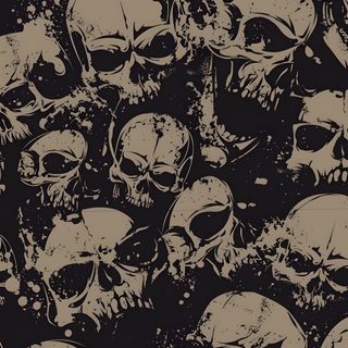 a bunch of skulls that are all over the place in front of a black background Halloween Thorny Skulls Warm Gray Skull Themed Background, Skull Background Aesthetic, Vintage Skull,