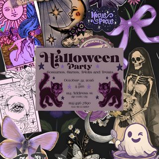 an assortment of halloween stickers on a black background with the words hoccus pocus Purple Halloween Iphone dim gray
