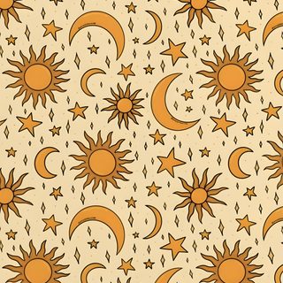 the sun and moon are depicted in this pattern Halloween Sun Pattern Sun Pattern Design, Boho Sun Aesthetic, Sun And Stars Pattern, Sun Patterns, wheat