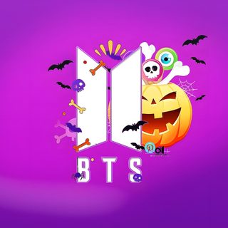 an open book with halloween decorations and bats on the cover, in front of a purple background Bts Halloween Laptop Bts Pumpkin Stencil, Halloween Youtube Logo, Tinytan Logo, dark orchid