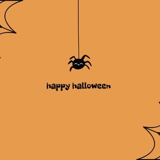 a spider on a web with happy halloween message Cute Aesthetic Halloween For Computer Aesthetic Ipad Horizontal Halloween, Halloween Tablet, Halloween Wide Widget, sandy brown