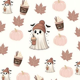 a white background with pumpkins, leaves and ghost faces on it's face Halloween Iphone Ghost October Halloween, Cute Halloween Phone, Aesthetic Halloween, floral white