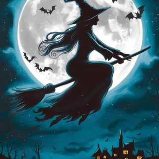 Witch Flying On A Broom, Flying Witch Halloween, Witch Flying On Broomstick Painting, Full Moon Witch Pictures, Broom Flying, Witch Broomstick Wallpaper For Halloween, Witches Flying, Witch On The Broom, Witch On Broomstick Witch Broomstick For Halloween Witch Flying On A Broom, Flying Witch Halloween, Witch Flying On Broomstick Painting, dark slate gray