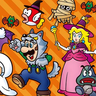 an image of some cartoon characters in halloween costumes Nintendo Halloween Mario Halloween Background, Halloween Mario, Mario Ghost House Background, chocolate