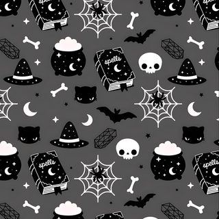 black and white halloween themed wallpaper with skulls Gothic Halloween Pattern In Black And Cute Goth Backgrounds, Goth Halloween, Halloween Goth, dark slate gray