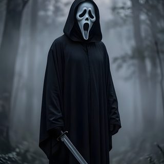 a person in a hooded costume holding a knife Halloween Boy Scream, Ghost, Iphone, dark slate gray