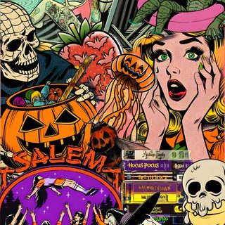 a collage of halloween images and characters Halloween Summerween Cool Photos, dim gray