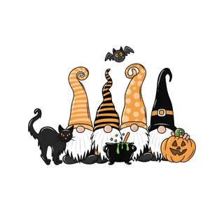 a group of witches and cats sitting on top of each other in front of a white background Halloween Gnomes 4 Gnome Background Aesthetic, Fall Gnome Iphone, Cute Fall Drawings, Gnome Fall, white