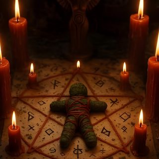 a person laying on top of a rug surrounded by lit candles in front of an angel Halloween Voodoo Doll Meaningful Paintings, Special Design Chandelier, Magic Video, Live Screen, Witchy, black