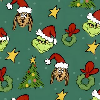 a green background with dogs wearing christmas hats Halloween Grinch The Grinch Christmas Background, The Grinch Gif, Grinch And Max Background, sea green